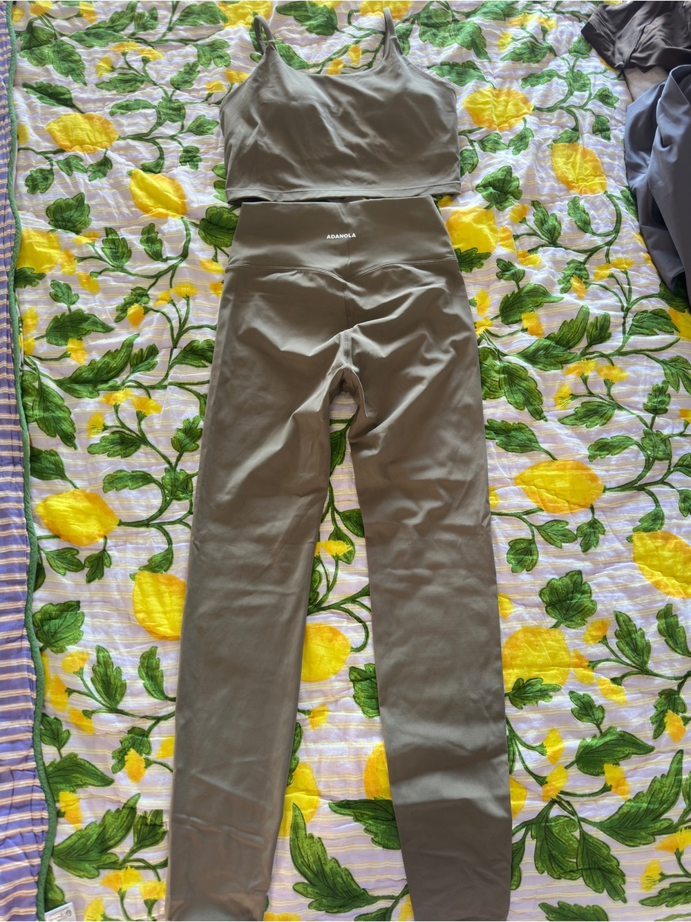 Adanola Olive Green High-Rise Leggings with Matching Brami